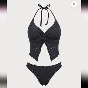 NWT Samiol Black Geometric Twist Tankini Set